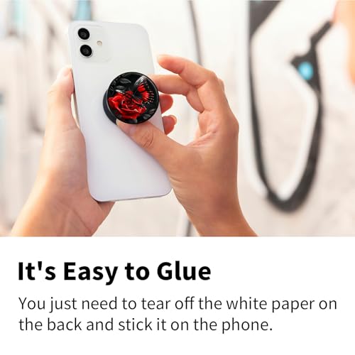 2 Pack Cell Phone Grip with Expanding Kickstand, Red Rose Butterfly - color: Red Rose Butterfly