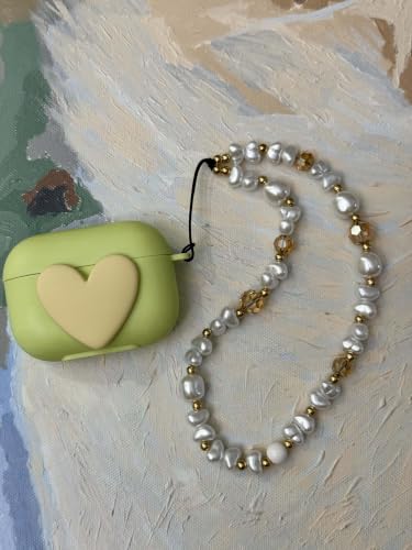 Beaded Phone Charm Lanyard Strap Girly Style Fixed Beads Pearl Lanyards - color: PH-byzz-3