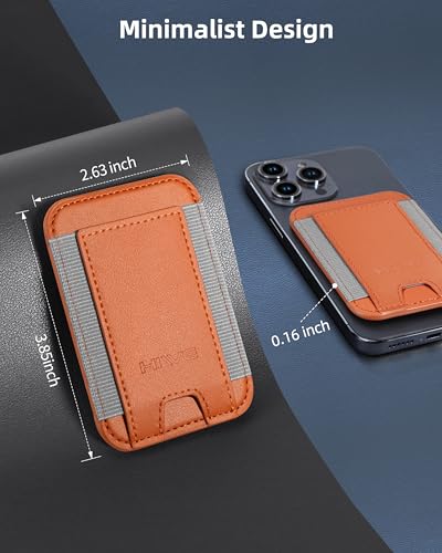 HiWe for MagSafe Wallet, 7 Cards Holder for Phone Case, RFID Blocking - color: Cosmic Orange Wallet - Grey Band