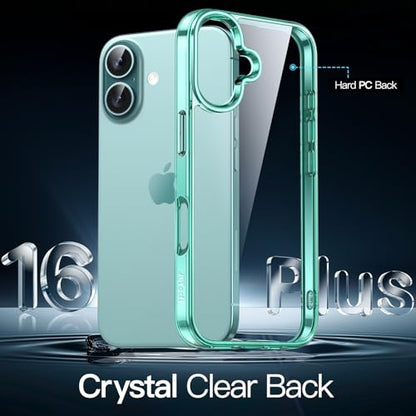 JETech Case for iPhone 16, Anti-Yellowing, Teal | Shockproof Protection, Scratch Resistant Hard PC Back, Durable Transparent TPU Bumper - color: Teal, size: iPhone 16
