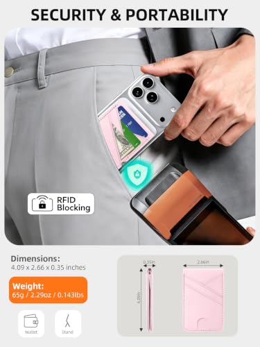 for MagSafe Wallet Magnetic iPhone Card Holder with Adjustable Stand, Pink - color: Pink