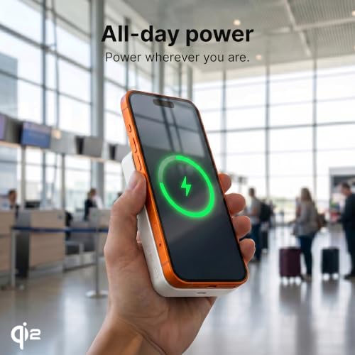 ZENS Magnetic Power Bank 10000mAh, MagSafe Battery Pack Qi2 15W Wireless Charger + 20W USB-C Slim Aluminium Portable Charger for iPhone Air/17/16/15/14/13/12 & AirPods, 12in Cable, White - color: White