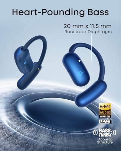 Soundcore AeroFit 2 by Anker Open Ear Earbuds, Open Ear Headphones, Earbuds - color: Abyss Blue, style: Standard