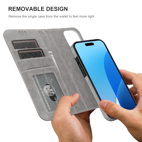 Bocasal for MagSafe Wallet Case Card Holder for iPhone 16 Pro Max Grey - color: Gray for MagSafe
