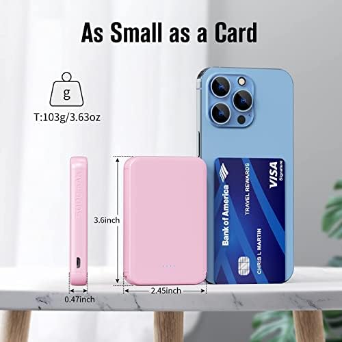 S22 Portable Charger, Mini Colorful Power Bank, 5000mAh External Battery Pack Compatible with iPhone 15/14/13/12/11/X All Series and Android Phone, Pink - color: Red