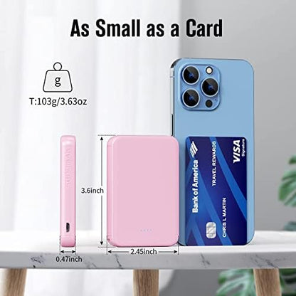 S22 Portable Charger, Mini Colorful Power Bank, 5000mAh External Battery Pack Compatible with iPhone 15/14/13/12/11/X All Series and Android Phone, Pink - color: Red
