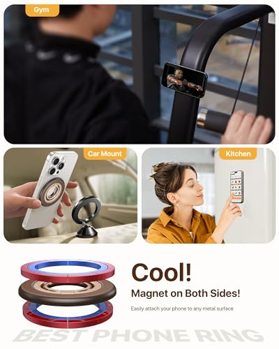 andobil 2026 3rd Gen Stability Magnetic Phone Ring Grip for MagSafe, Brown - color: Brown