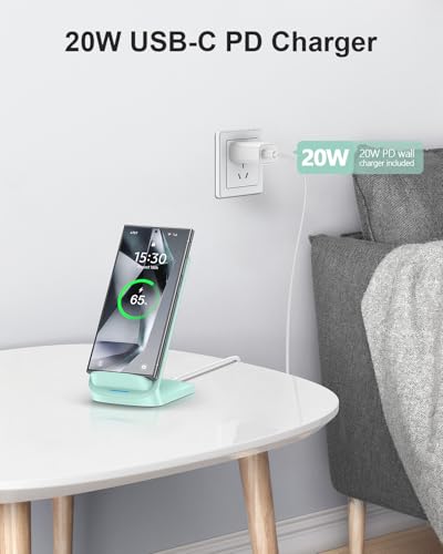 NANAMI Fast Charger, 15W Max Wireless Charging Stand with PD20W Adapter - color: Green
