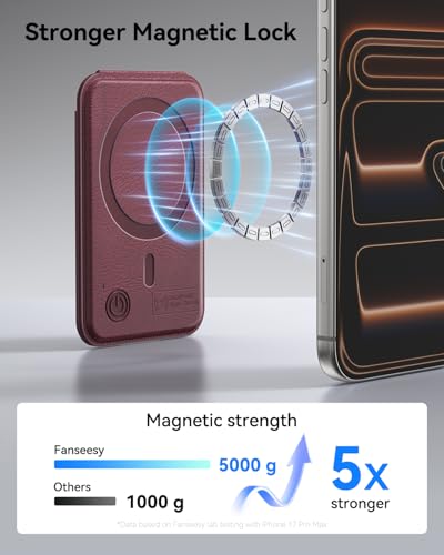 for MagSafe Wallet, Works with Apple Find My,5 Card Holder with Stand, Magnetic Phone Wallet Stand for iPhone 17/16/15/14/13/12 Pro Max Air Plus, RFID Blocking Vegan Leather,Wine Red - color: Findmy Red Wine