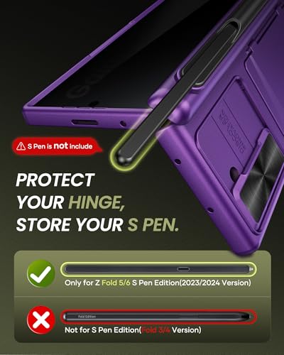 for Samsung Galaxy Z Fold 6 Case with S Pen Holder, Dark Purple - color: Dark Purple-Y