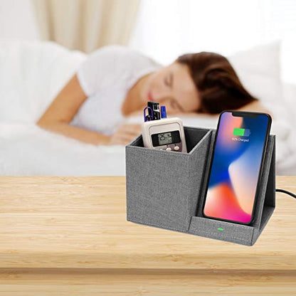 COSOOS Fast Wireless Charger with Desk Organizer, Desk Phone Charger Compatible with 12/12 Pro/12 Pro Max/12 Mini/SE /11/11 Pro Max/XS, Galaxy S20/S20+/S10/Note 10/Note 9/(No AC Adapter) - color: Grey
