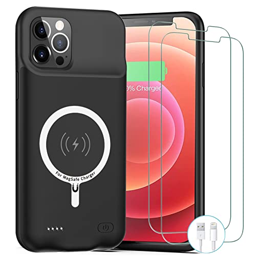 iPhone 12/12 Pro Battery Case, Upgraded 10000mAh Rechargeable Portable Charging Case with Wireless Charging Compatibility for iPhone 12/12 Pro (6.1 inch) with Carplay Battery Pack Charger Case (Black) - size: iPhone 12/12 Pro