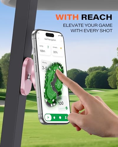 A2C Pink Alloy Magnetic Golf Cart Phone Holder, Golf Accessories for Women - color: Pink