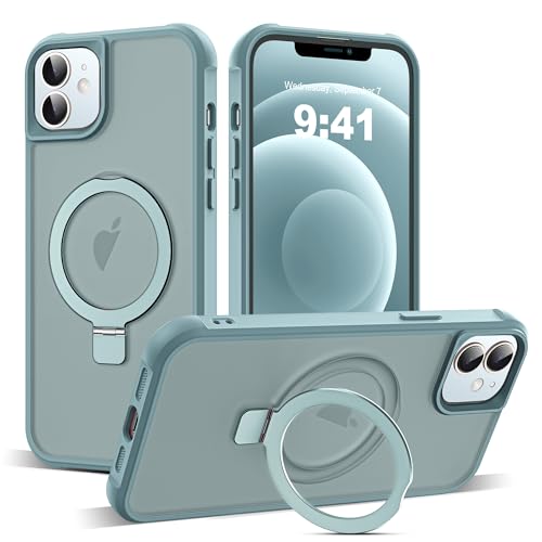 SKYLMW Compatible with iPhone 12/12 Pro Case with Stand,Blue | iPhone 12 Case iPhone 12 Pro Case 6.1",Magnetic Ring Stand,Compatible with MagSafe,Military Protection,Great Grip Feeling - color: Blue, size: Iphone 12 & Iphone 12 Pro