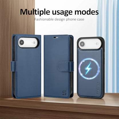 Shieldtop Compatible with MagSafe iPhone 17 Air Wallet Case,Blue | 2 in 1 Detachable Magnetic,Credit Card Holder Slots,RFID Blocking,PU Leather,Kickstand,Flip Folio Phone Cover for Men & Women - color: Blue, size: iPhone 17 Air - 6.6"