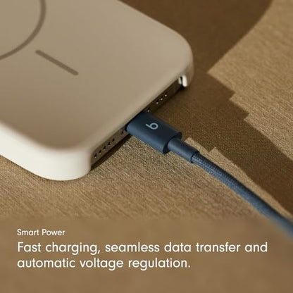 Beats USB-C to USB-C Woven Cable Fast Charging Durable/Tangle-Free Compatible Charger for Apple & Android Devices (1.5 m, 5 ft) - Nitro Navy - color: Nitro Navy, size: 5 ft, style: USB-C to USB-C