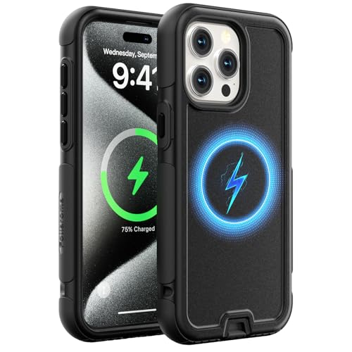 Follaroma for iPhone 15 Pro Max Case, Compatible with MagSafe, Heavy Duty Shockproof Protective Phone Case, Anti-Drop Protection, Dual Layer Magnetic Phone Cover for iPhone 15 Pro Max, 6.7", Black - color: Black, size: iPhone 15 Pro Max 6.7''
