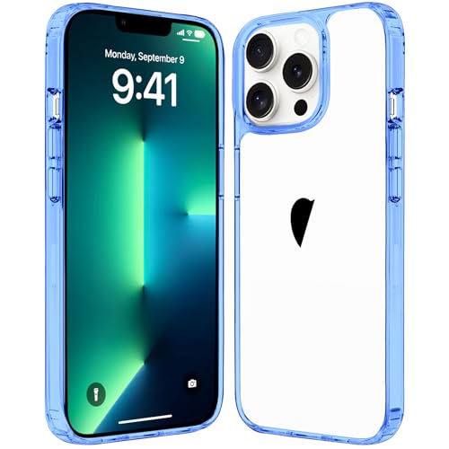 JJGoo Compatiable with iPhone 13 Pro Max Case Clear, Transparent Shockproof Phone Case, Slim Anti-Scratch Hard PC Back Protective Cover Bumper, Dark Blue - color: Transparent Dark Blue