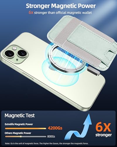 Upgraded for Magsafe Wallet, 7 Card Holder, RFID Blocking, Strongest Magnet | Magnetic Wallet for iPhone 17/16/15/14/13/12 Series, for iPhone Magsafe Wallet with 2 Card Slots, Vegan Leather, Light Green - color: Light Green-Upgraded