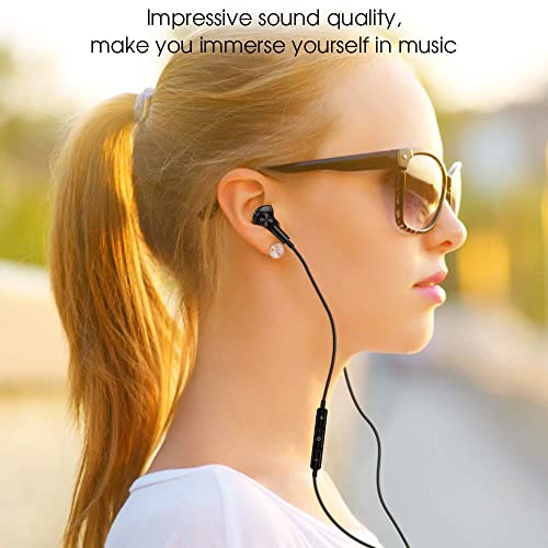 USB C Headphones Magnetic Wired Earbuds with Mic for Apple/Samsung Android - color: Black