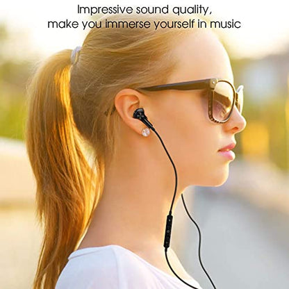 USB C Headphones Magnetic Wired Earbuds with Mic for Apple/Samsung Android - color: Black