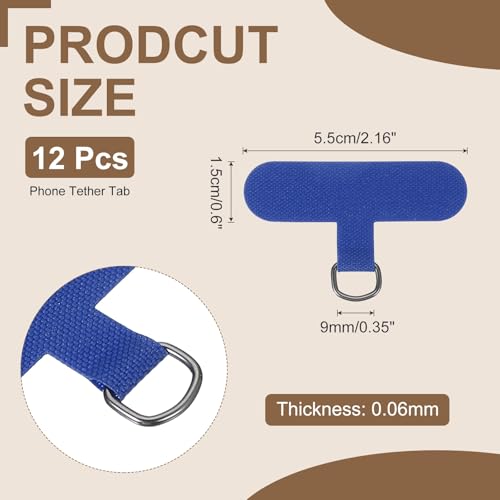 uxcell 12pcs Phone Tether Tab, Universal Phone Lanyard Patch T Shape Cell Phones Strap Replacement Part for Most Smartphone Cases, Dark Blue - color: Dark Blue