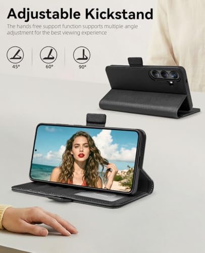 OCASE for Samsung Galaxy S26 Wallet Case, Card Holder, Litchi Black | RFID Blocking, Kickstand, Magnetic Closure, PU Leather Flip Folio, Shockproof TPU Shell, Protective Phone Cover (6.3") 2026 - color: Litchi Black, size: Samsung Galaxy S26