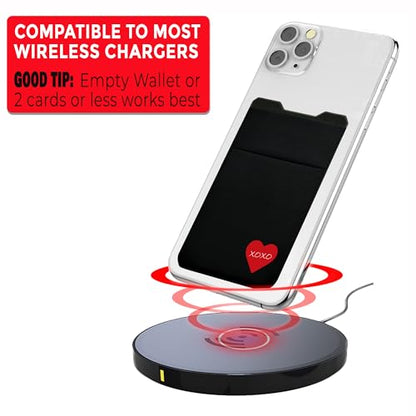 Gecko Travel Tech Double Pocket - Adhesive Card Holder - Cell Phone Pouch - Stick on Spandex Pocket - Carry Credit Cards and Cash (HEART) - color: HEART