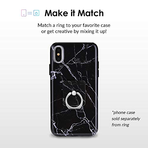 Velvet Caviar Cell Phone Ring Holder - Finger Ring & Stand - Improves Phone Grip Compatible with iPhone, Galaxy and Most Cases (Except Silicone/Leather) - Black Marble - color: Black Marble