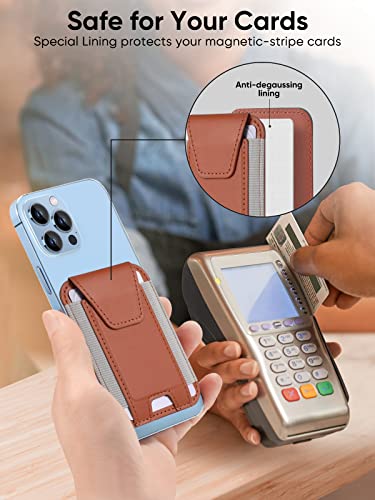 Miroddi for MagSafe Wallet with Privacy Flap, Strongest Magnetic Wallet | 7 Cards Holder, RFID Blocking, Leather Magnetic Phone Wallet for iPhone 17/16/15/14/13/12 Series and Pixel 10 Series - color: Brown