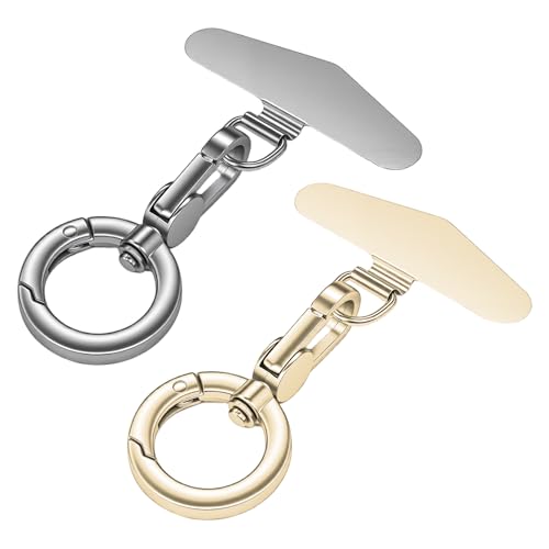 TENOC Metal Phone Tether with Spring Ring, Gold+Silver - color: Silver/Gold