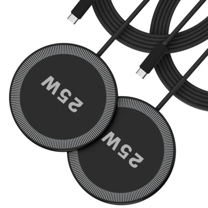 25W Magnetic Portable Fast Wireless Charging Pad for Apple iPhone Series - color: 2Black