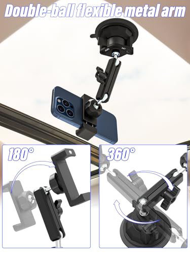 Suction Cup Car Phone Holder, Metal Phone Mount for Car Windshield