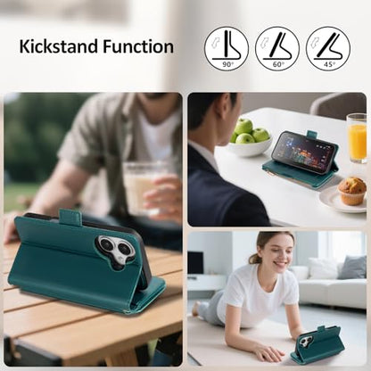 Antsturdy Compatible with MagSafe iPhone 17 Wallet Case,Indigo Blue | Detachable Magnetic Credit Card Holder,RFID Blocking,PU Leather Zipper Purse,Wrist Strap Kickstand,Flip Phone Cover for Women - color: (Detachable with Magsafe)-Indigo Blue