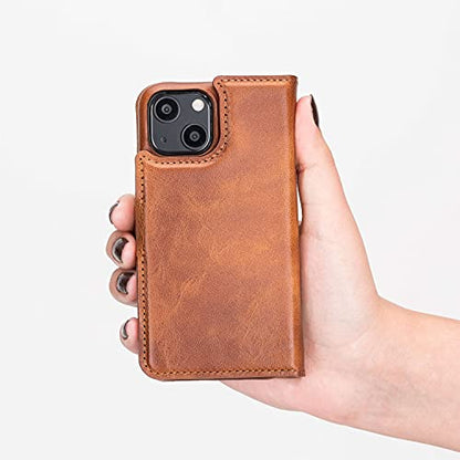 Venito Florence Leather Wallet Phone Case Compatible with iPhone 13 Mini (5.4 inch) - Extra Secure with RFID Blocking - Detachable Phone Wallet (Antique Brown) - color: Antique Brown, size: iPhone 13 Mini