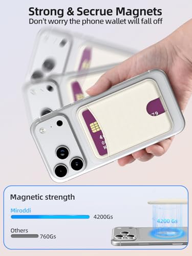Miroddi for MagSafe Wallet, 4 Cards Holder, Stronger Magnetic Phone Wallet - color: White