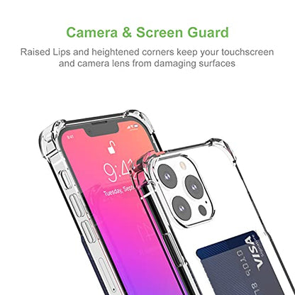 for iPhone 13 Pro Max Clear Card Case, Protective Shockproof TPU Slim Wallet Case with Card Holder - size: iPhone 13 Pro Max