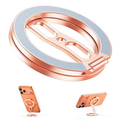 Magnetic Phone Ring Grip for MagSafe Dual-Sided Magnet Cell Phone Grip Stand Finger Ring Holder Compatible with iPhone 17/16/15/14/13 Pro Max Plus, for Mag Car Mounts (Rose Gold) - color: Rose Gold