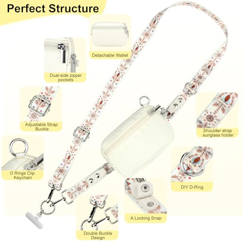 Phone Lanyard Crossbody with Detachable RFID Wallet (M2, Large) - color: Multicolor 2, size: Large