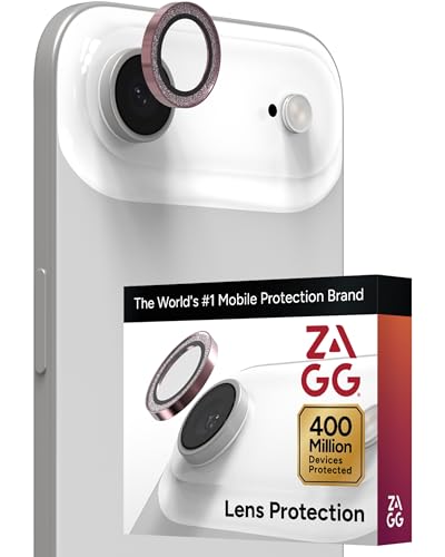 ZAGG iPhone Camera Lens Protector for iPhone Air - Pink Glitter, Camera Ring, Maximum Impact & Scratch Protection, Anti-Reflective Technology, Smudge-Resistant, Precise Fit, Glass Elite - color: Pink Glitter