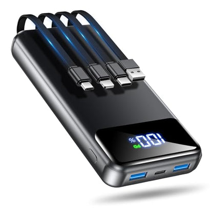 Upgarded 2026 50000mAh Power Bank, PD22.5W Portable Charger with 4 Cables