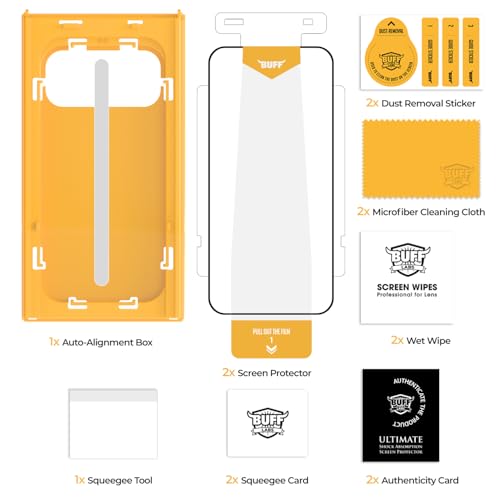 BUFF LABS 2-Pack Screen Protector for iPhone Air [6.5”] Tempered Glass with Auto-Alignment Kit - Bubble-Free, Drop Protection, Easy Installation, Case-Friendly - size: iPhone Air