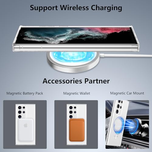 RALEAVO for Samsung Galaxy S22 Ultra Case Clear Magnetic Phone Case [Compatible with MagSafe] Slim Transparent Acrylic Hard Back Case Cover Military Drop Protection Case, Clear - color: Magnetic & Clear, size: S22 Ultra