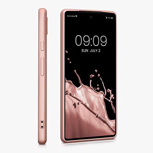 kwmobile Case Compatible with Google Pixel 6a Case - Soft Slim Metallic TPU Silicone Cover - Metallic Rose Gold - color: metallic rose gold