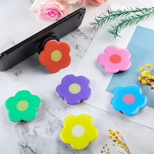 6 Pcs Phone Grip Holder Daisy Cute Flower Collapsible Finger Phone Expand Stand Multi Functional Foldable Holder for for Smartphone Cellphone Tablet Accessory, 6 Colors