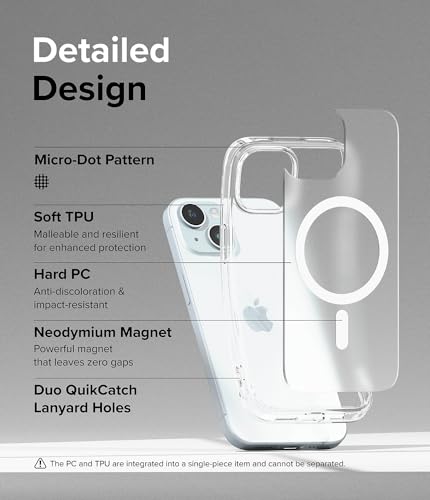 Ringke for iPhone 15 Case [Fusion Magnetic Matte Clear] | Compatible with MagSafe, Oil & Dirt Resistant, Anti-Fingerprint Technology Prevents Oily Smudges, Feels Velvety Soft - size: iPhone 15