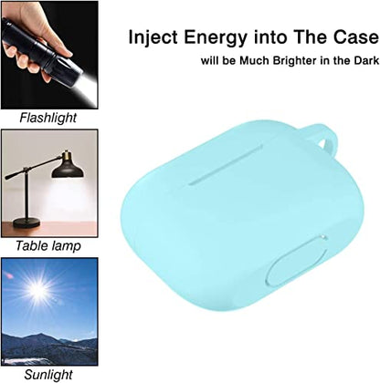Lerobo for AirPod Pro Case, Silicone Cover with Keychain, Nightglow Blue - color: Nightglow Blue