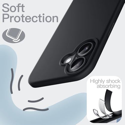 JETech Silicone Case for iPhone 17, Black | Silky Soft Touch, Shockproof Protection, Scratch Resistant, Microfiber Lining - color: Black, size: iPhone 17