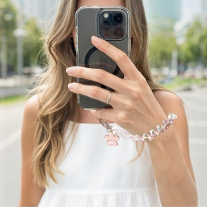 Long Pond Designer Cell Phone Wrist Strap, Anti-Lost Lanyard Wristlet Charm for iPhone 17 Pro Max&Most Cellphones, Detachable Bracelet - style: Crystal White