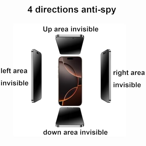 2 Pack 360 Degree Anti-glare Privacy Screen Protector for iPhone 16 Pro/iPhone 17 Matte Anti-Spy 4 Direction Soft Film 6.3 inch - size: For iPhone 16 Pro